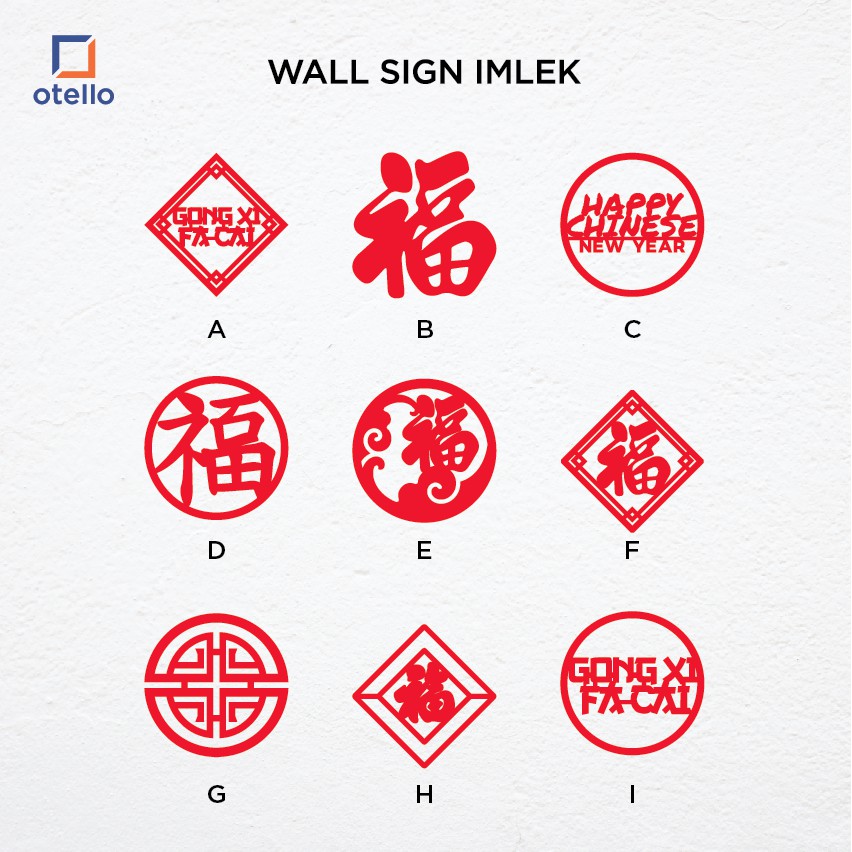 Wall Decor Imlek Signage Dekorasi Dinding Hiasan Imlek Fu Sincia Ornament Hoki Oriental Mandarin