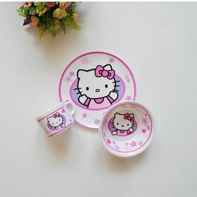Piring set kitty 3in1 bahan melamin