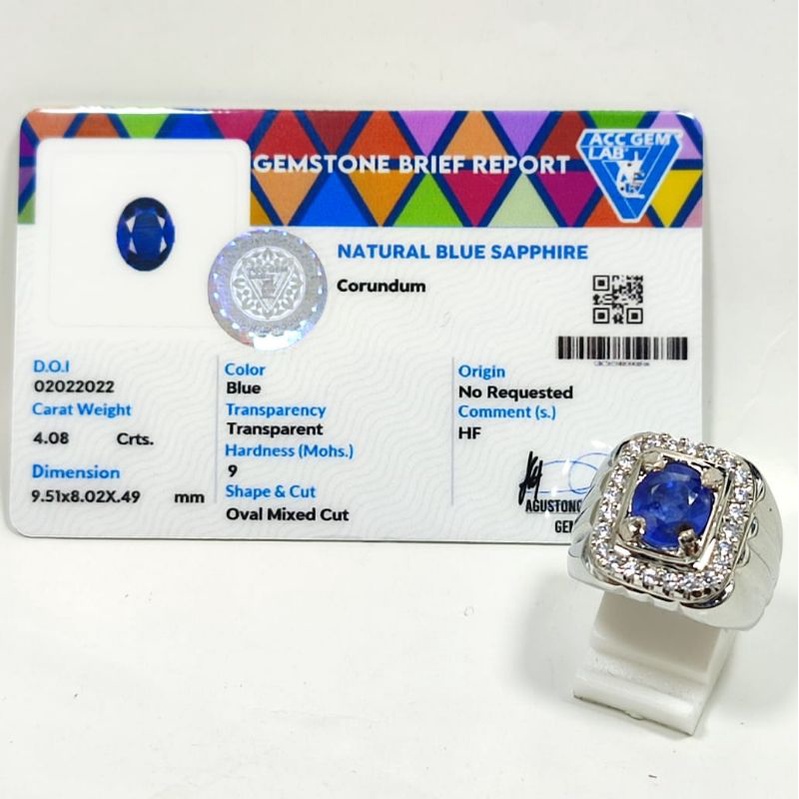 BATU BLUE SAFIR BERSERTIFIKAT MEMO LAB ASLI NATURAL