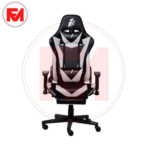 KURSI GAMING 1STPLAYER GAMING CHAIR FK3 - BLACK WHITE- LUMBAR MASSAGE