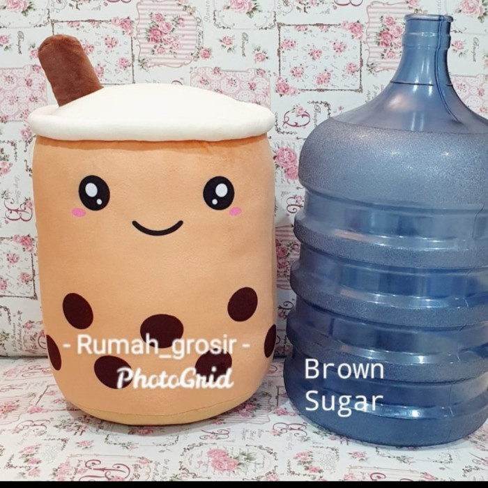 Boneka bantal boba milk tea brown sugar JUMBO - Cokelat Tersedia Juga Boneka boba jumbo murah Boneka