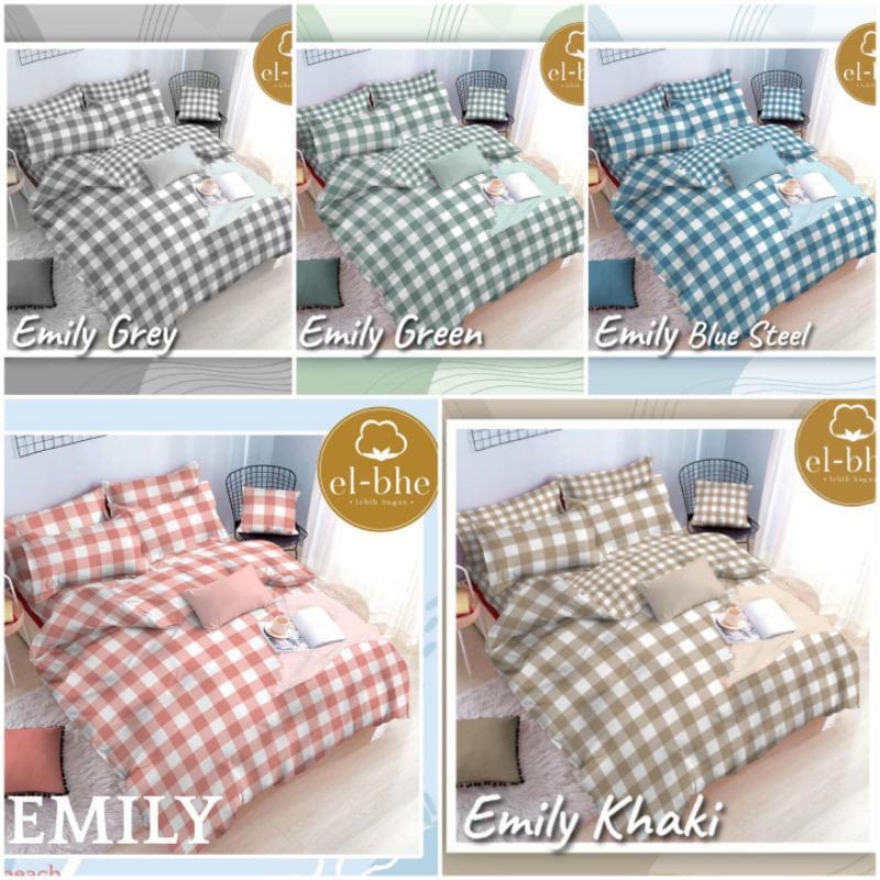 set sprei katun star EMILY / sprei katun cvc kotak kotak / sprei katun lokal el-bhe EMILY