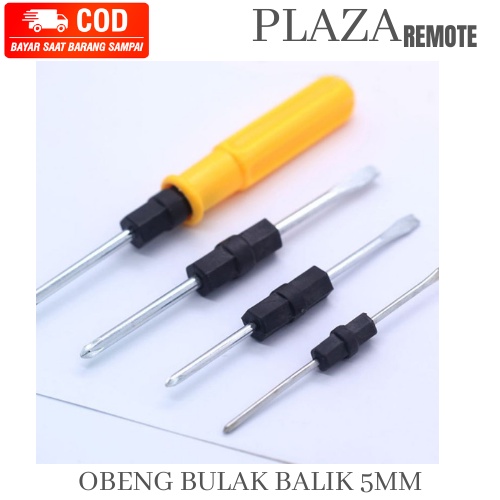 OBENG BULAK BALIK MIN DAN PLUS KUNING PANJANG 2WAY 18CM DIAMETER 4MM