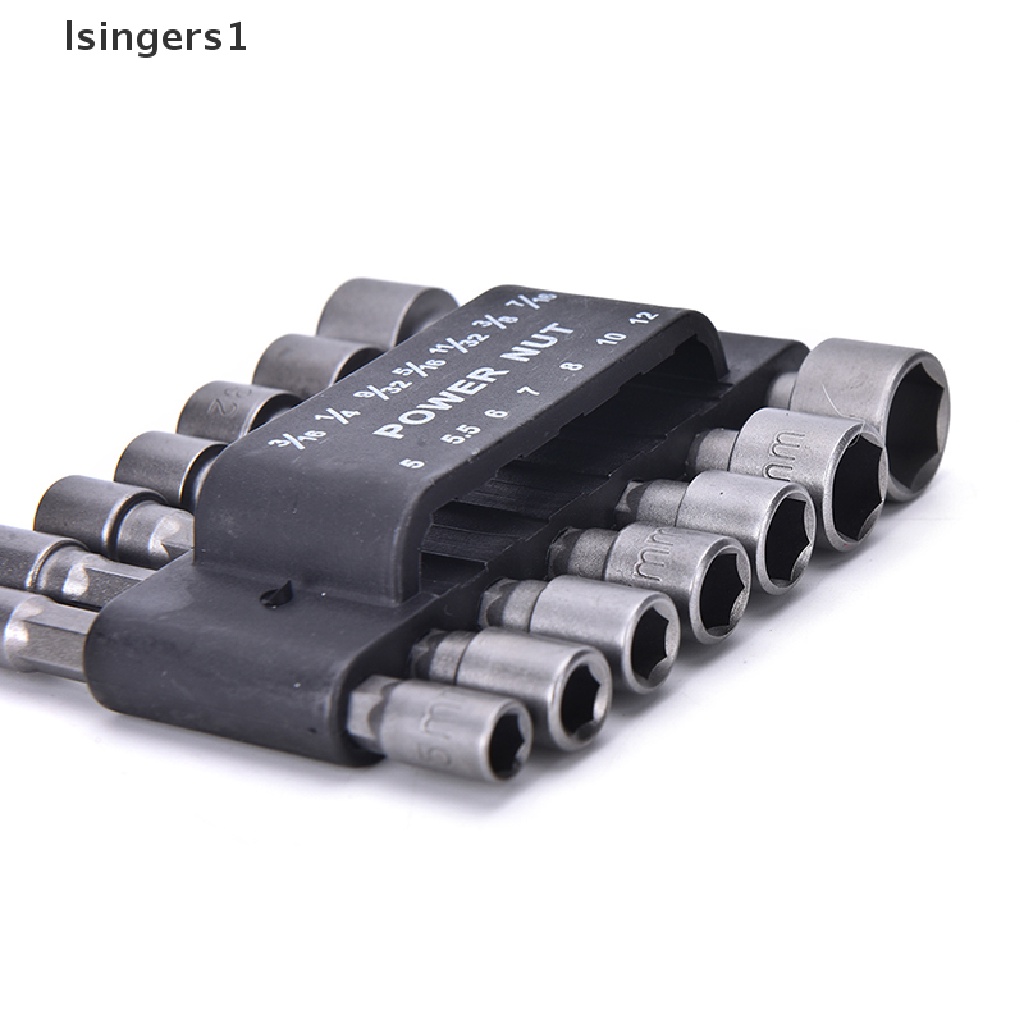 (lsingers1) 14pcs / Set Mata Bor Power Nut Driver SAE Metric Socket 1 / 4 &quot;Hex Shank