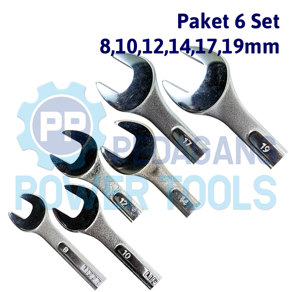 PAKET 6 SET LIPPRO KUNCI RING PAS 8 10 12 14 17 19 MM RINGPAS 8MM-19MM