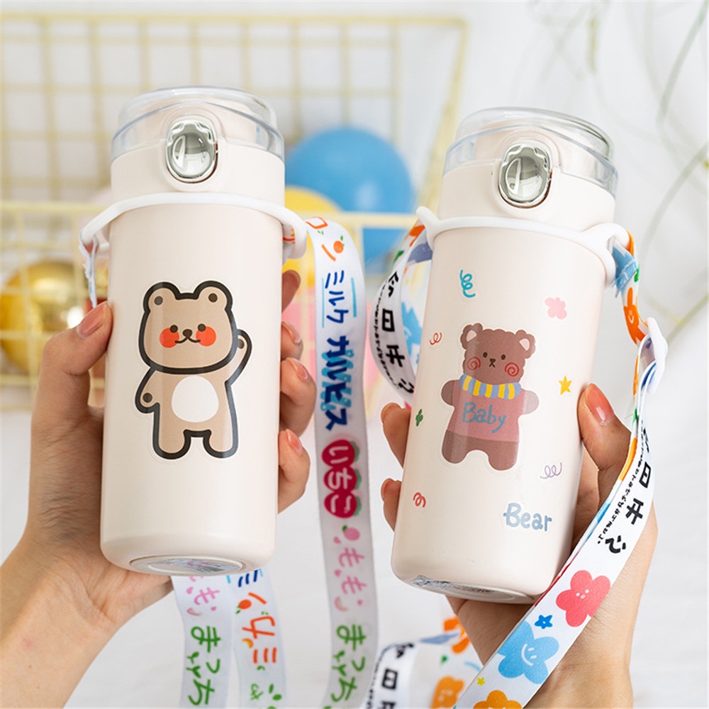 3pcs Korea Lucu Kartun Beruang dan Kelinci Termos Mug Stiker Pvc Tahan Air