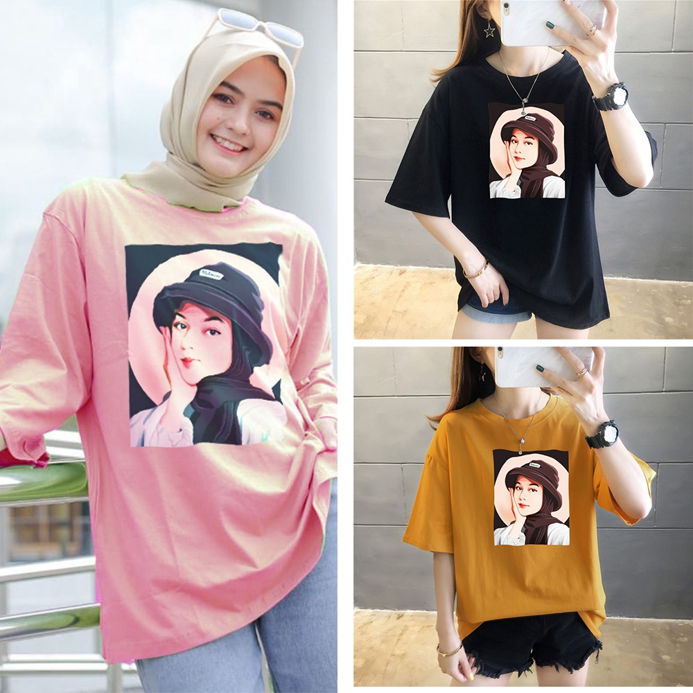 ASY Kaos Katun Wanita Lengan Panjang 3/4 - Hijab Colaboration