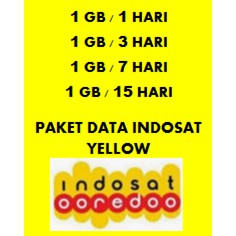 PAKET DATA INDOSAT YELLOW (1GB 1HARI, 1GB 3HARI, 1GB 7HARI, 1GB 15HARI )