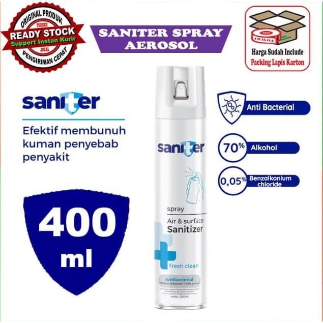 SANITIZER SANITER SPRAY DESINFEKTAN ANTI VIRUS AEROSOL 200ml & 400ml