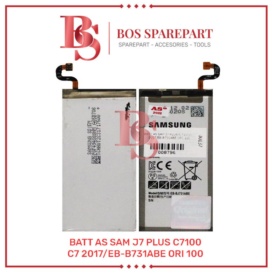 BATTERY AS SAMSUNG J7 PLUS / C7100 / EB-B731ABE ORI 100 / BATERAI / BATRE