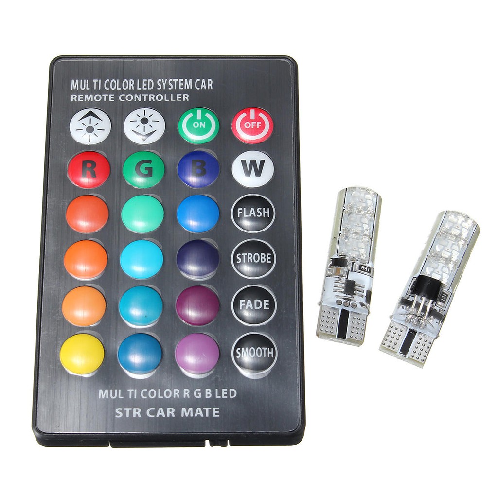 T10 LAMPU LED MOBIL MOTOR T10 RGB SMD ISI 2PCS REMOTE RGB01