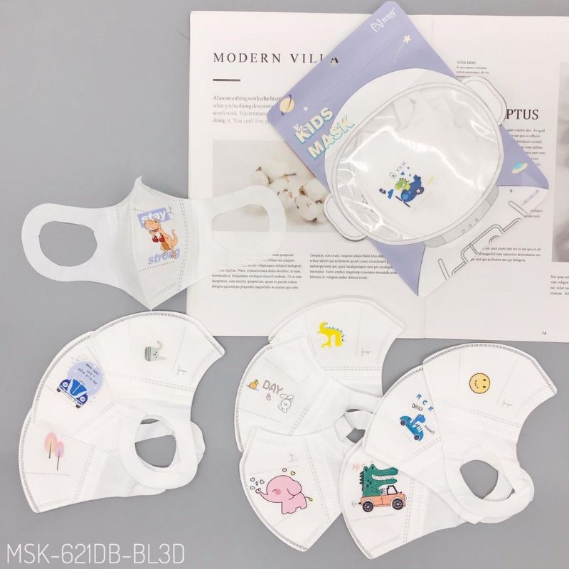 10PCS MASKER DUCKBILL ANAK PUTIH BERGAMBAR LUCU KARAKTER MOTIF KARTUN 3PLY TALI LEBAR IMPORT PREMIUM