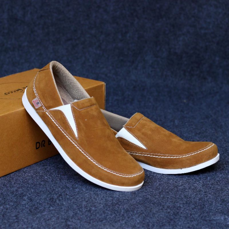 Dr.Becco - Sepatu Slop Pansus Pria Slip On Suede Casual Cowok Kulit Asli Murah Semi Formal Original
