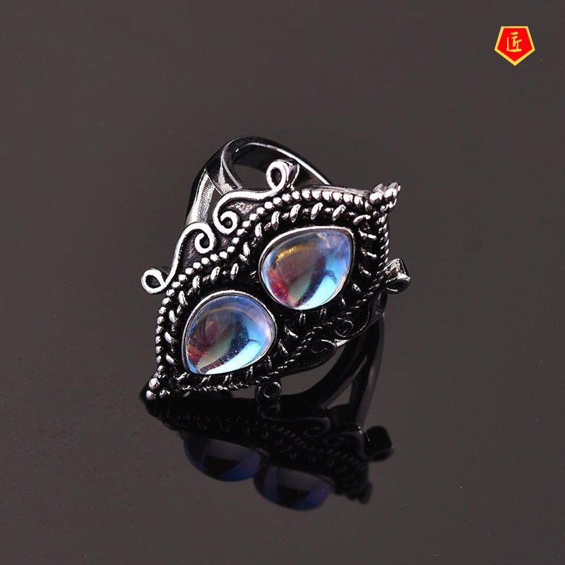 [Ready Stock]S925 Silver Vintage Moonstone Ring