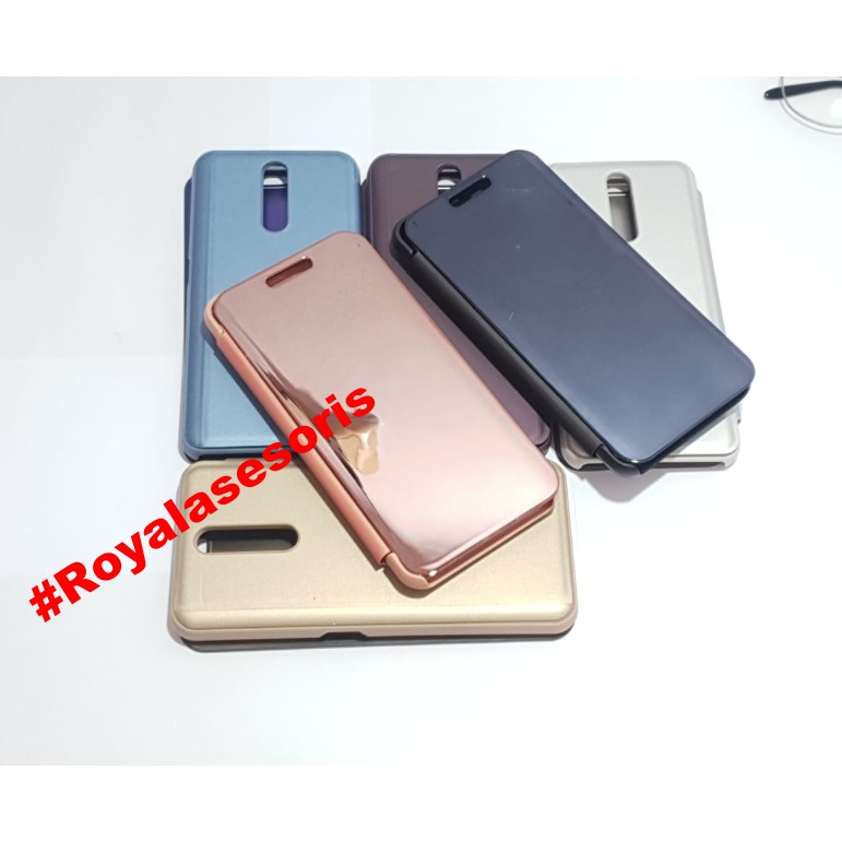 Flip Case Oppo F11 Clear View Standing Mirror Cover