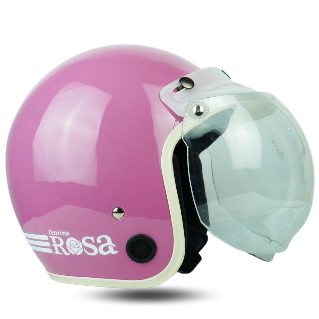 Helm Bogo Dewasa Polos Wanita Motor Sni Ori FEMINA ROSA Pastel Cembung cantik