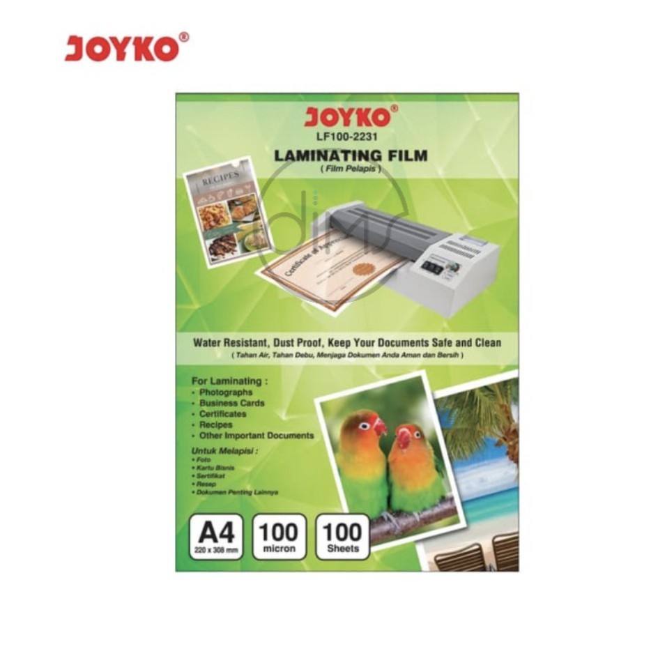 

Laminating Film / Plastik Laminating Joyko LF100-2231 (A4)