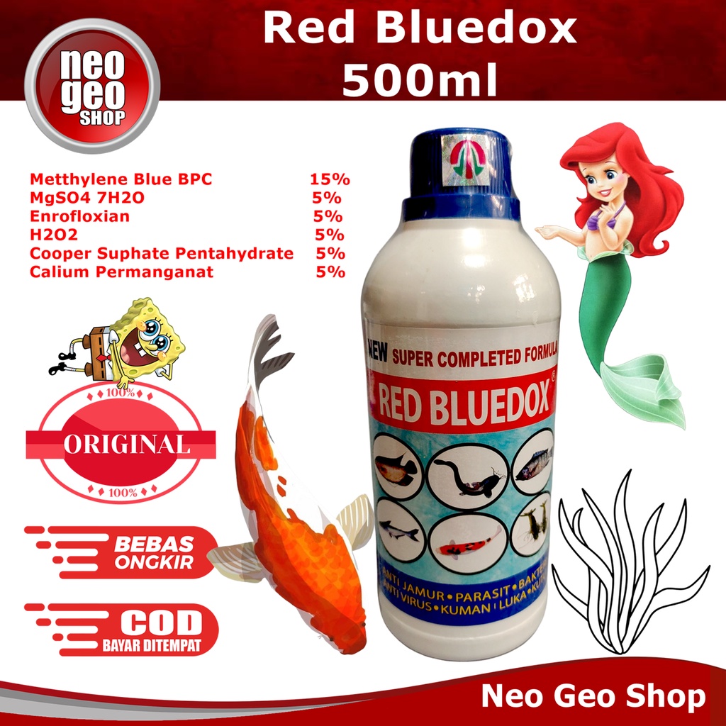 RED BLUEDOX 500ml Obat Ikan Anti Jamur Parasit Bakteri Kuman Dan Luka