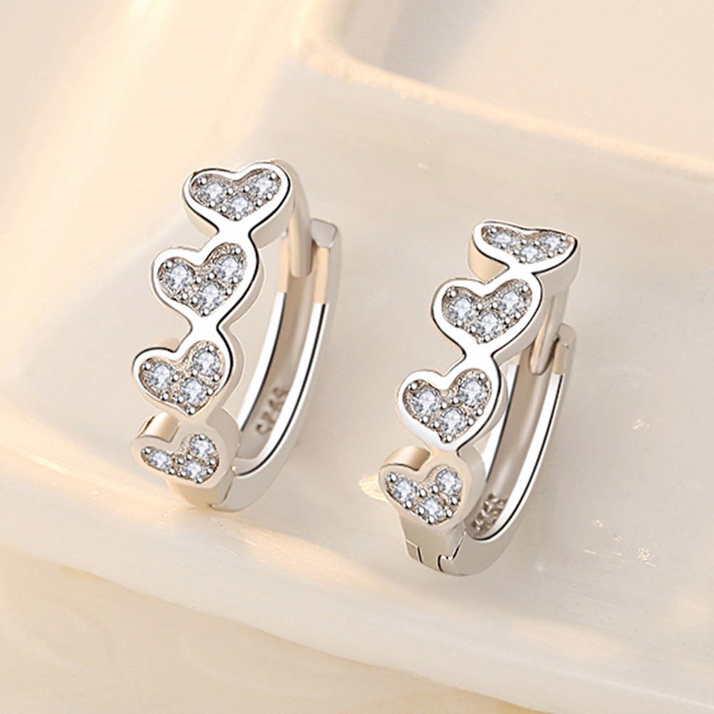 Hu Hu Hu Hu Hu Alat Bantu Pasang Kacamata♡ Anting Bentuk Hati Bahan Cubic Zirconia Untuk Wanita