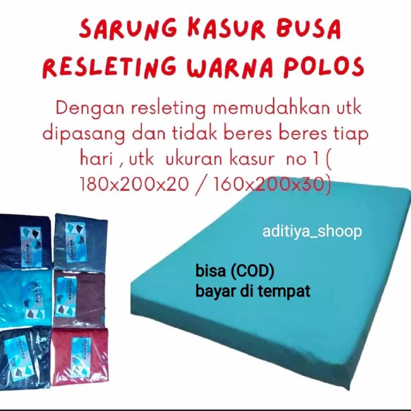 Sarung Kasur Busa Resleting Warna Polos No1 180x200x20  No2 160x200x20 No3 120x200x15 No4 90x200x15 