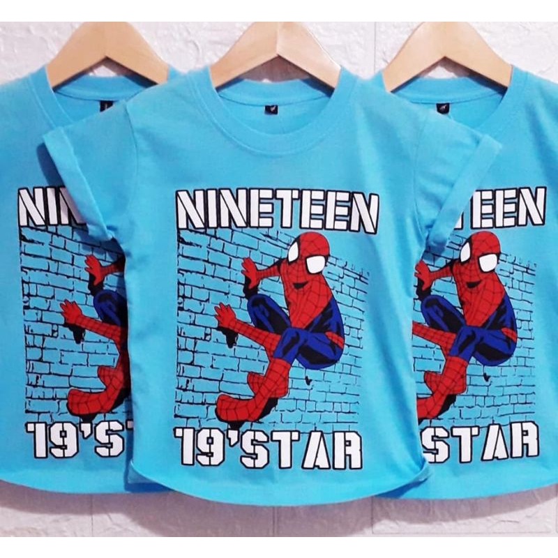 KAOS ANAK USIA 2-8 TAHUN NINETEEN STAR / KAOS ANAK DISTRO SPIDERMAN