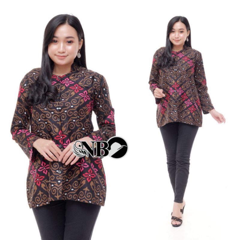 [ TERBARU ] ATASAN BATIK WANITA KERJA KANTOR ORI SHABIRAH BATIKSOLO BLOUSE BLUSEBATIK-Kcg bintang png