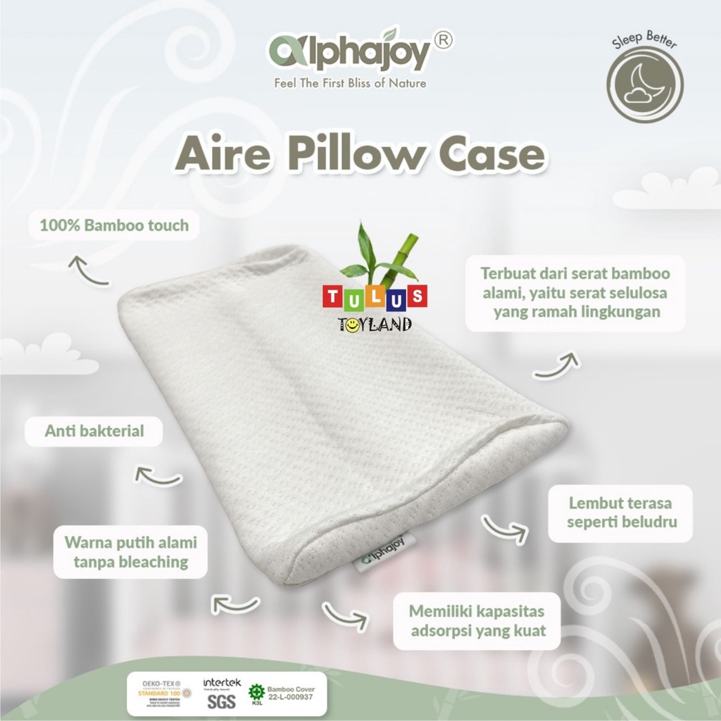 Sarung Bantal Alphajoy AIRE Bamboo Jacquard pillow Case anak bayi balita kain bambu anti alergi