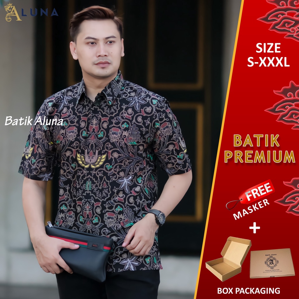 BATIK LENGAN PENDEK PRIA KEKINIAN MODERN PREMIUM FULL FURING ORIGINAL PRODUKSI BATIK ALUNA PD 019