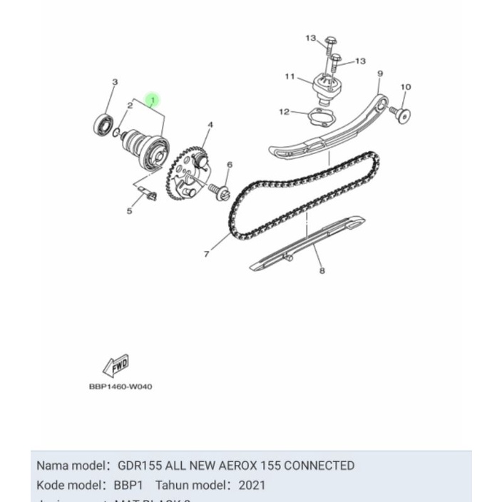 CAMSHAFT NOKEN AS NEW NMAX NEW AEROX ASLI ORIGINAL YAMAHA B6H E2170 00