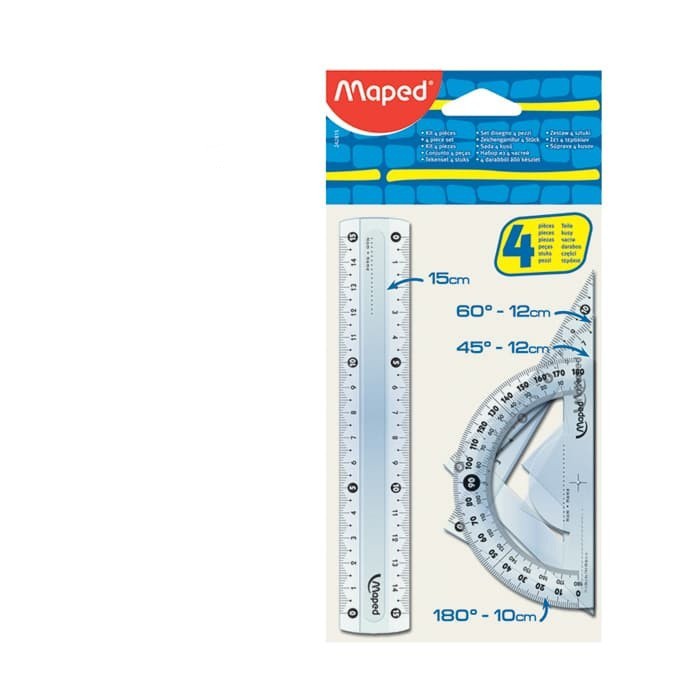 

Maped Penggaris Essentials Mini Set - 4 pcs / penggaris maped set / penggaris maped 4 pcs set