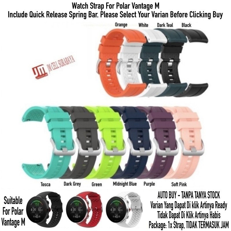 XLF Tali Jam Watch Strap Polar Vantage M - Rubber Silikon Simple Sport