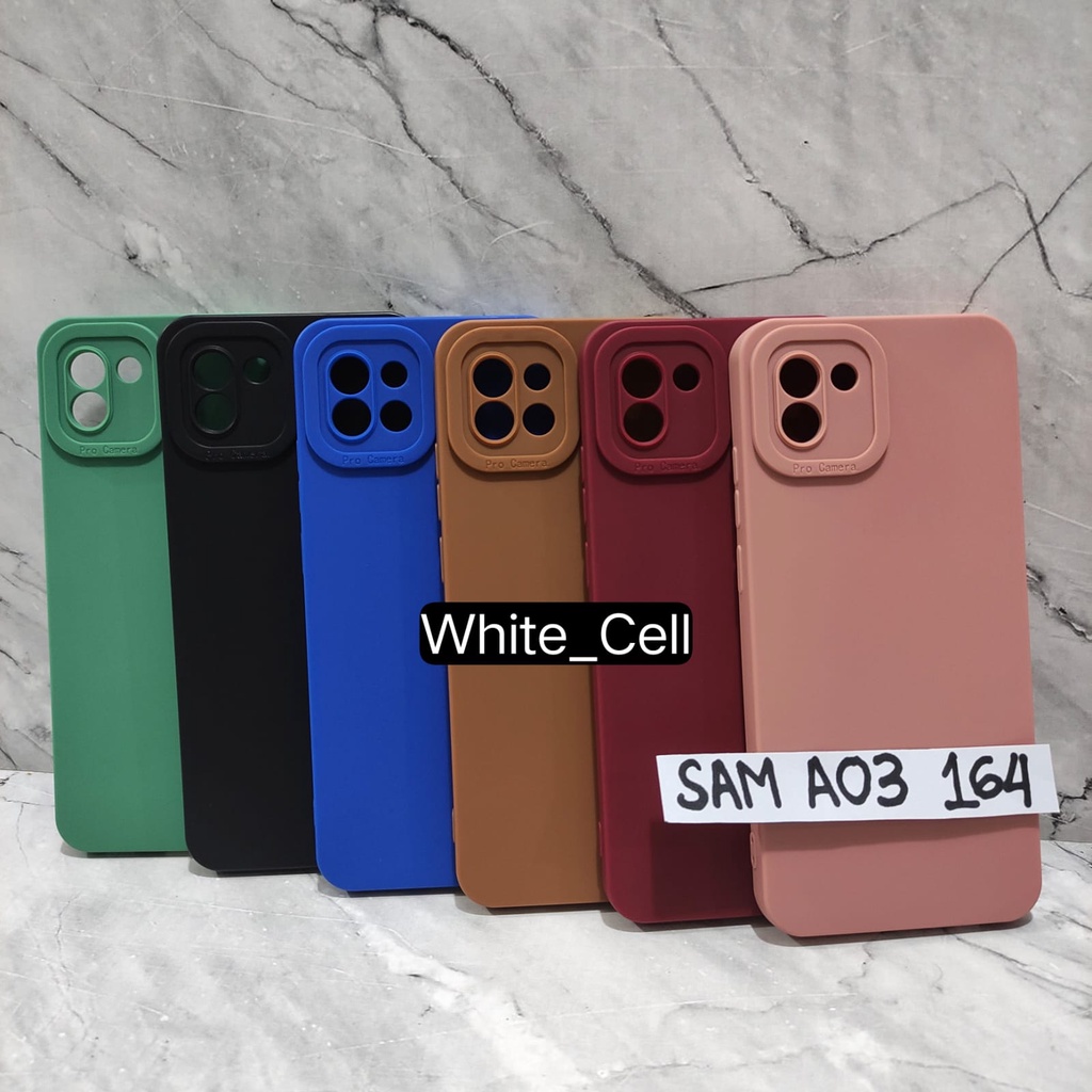 SoftCase ProCamera Silicon Matte Case Full Cover Samsung A03 Real White_Cell