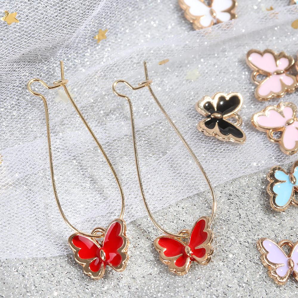 R-flower 10PCS Butterfly Charms Handmade Gelang Membuat Aksesoris DIY Alloy Enamel