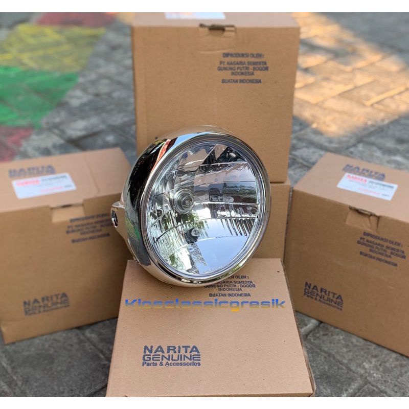 LAMPU DEPAN NINJA SS HEAD LAMP NINJA SS BULAT CHROME KW SUPER KOMPLIT
