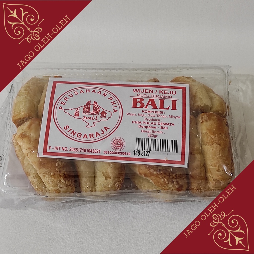 Pia Bali Singaraja isi 8pcs - Coklat, Wijen Keju, Durian, Kacang Hijau