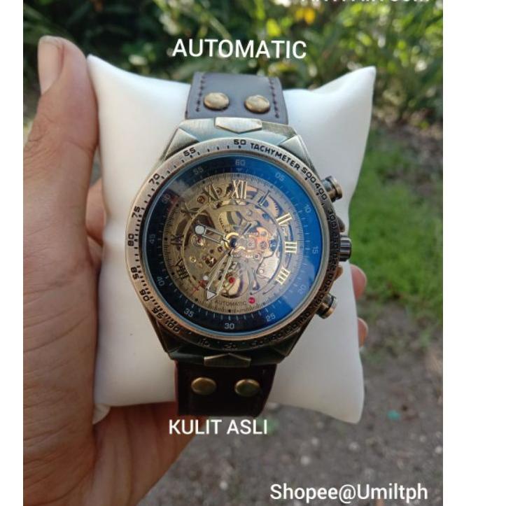 Lari⚡ ✫↔ jam tangan kulit otomatis original/automatic mekanik original/ import waterproof/fngeen ori