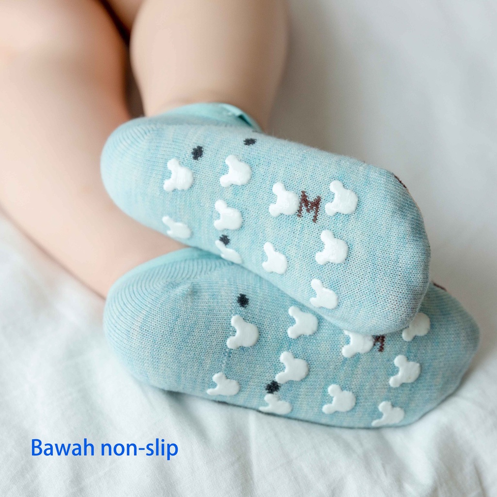 Kaos kaki bayi/Kaos kaki anti slip/Kaos kaki sepatu bayi/Kaos kaki anak anti slip/Kaos kaki anak bayi ankle dengan strap (B116-117)