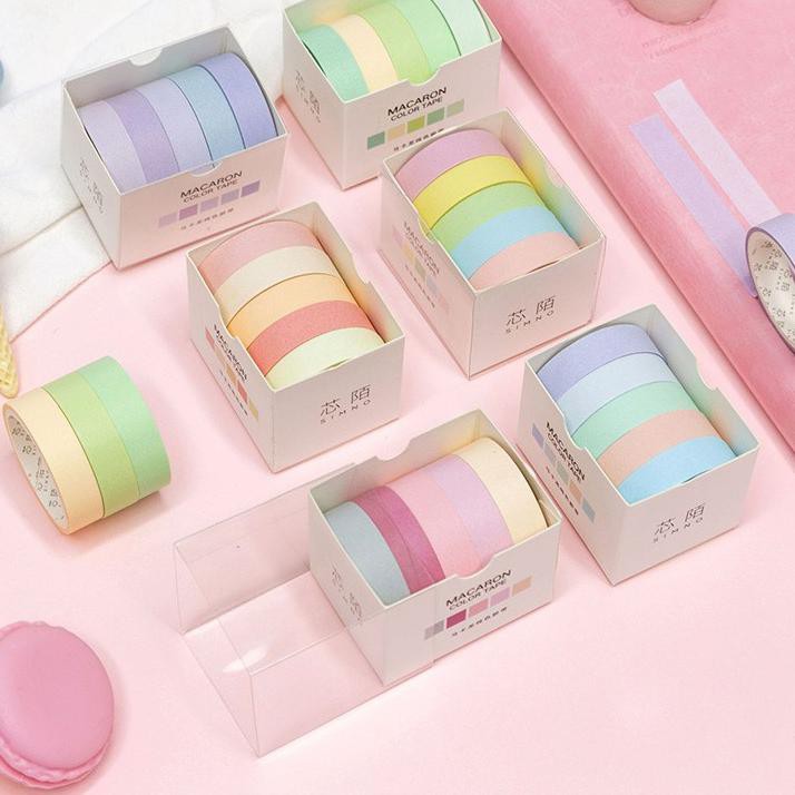 

(kode-288) Masking Tape Set 5pc Pastel Macaron [CREATIV] ,.