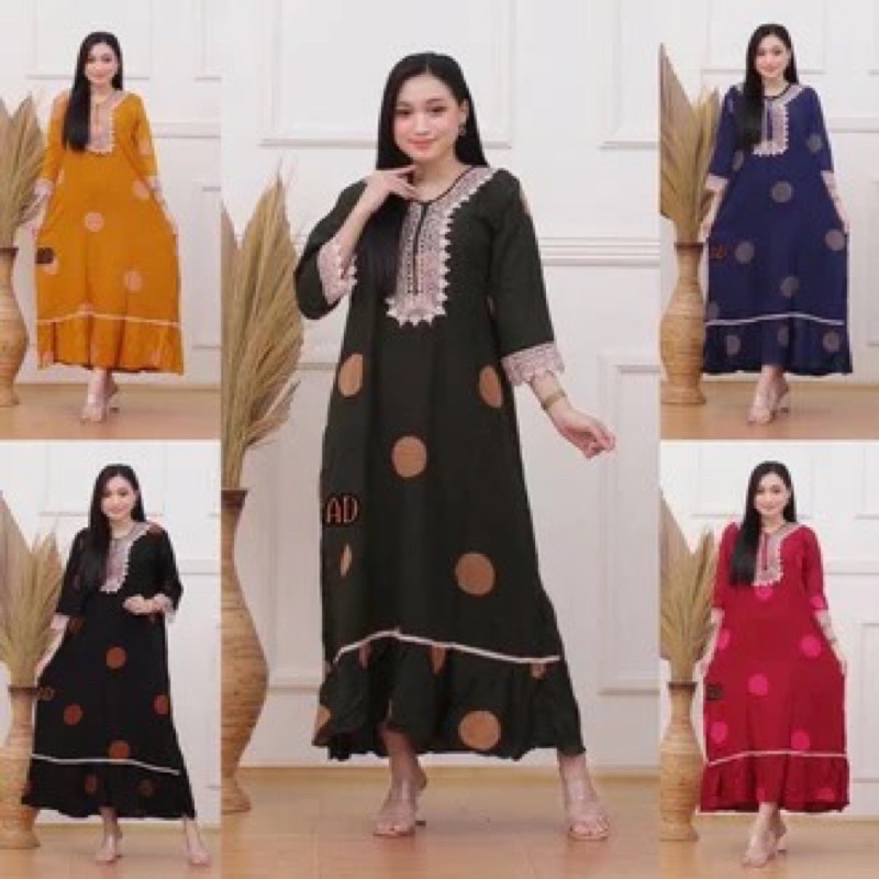 Daster arab zaema serut rayon Super Busui friendly-Gms polka besar