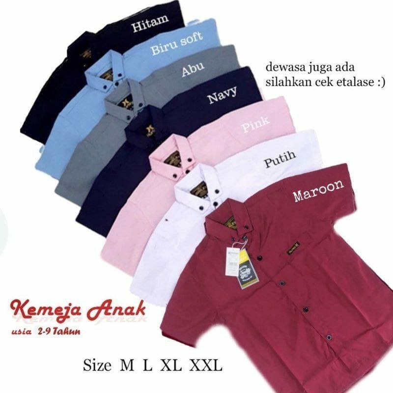 Kemeja Anak Laki-Laki Kemeja Distro Umur 1-10 Tahun Bahan Mat Cutton Warna Maroon