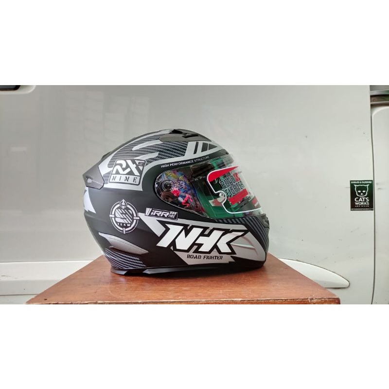 NHK RX9 RACER BLACK SILVER DOFF ORIGINAL -HELM RX9 RACER PAKET GANTENG BLACK DOFF/SILVER