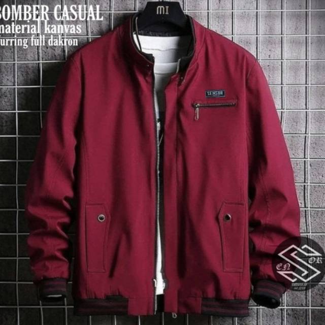 Jaket bomber pria canvas cassual sensor terbaru