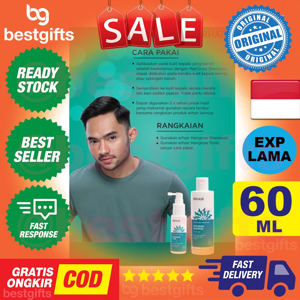 ERHA ERHAIR HAIRGROW TONIC HAIR GROW TONIK PERTUMBUHAN KEKUATAN RAMBUT BARU RONTOK BOTAK TIPIS 60 ML
