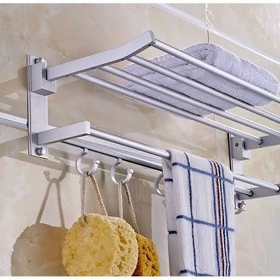 【GOGOMART】Rak Handuk / Rak Kamar Mandi 2 Susun / Jemur handuk - Aluminium