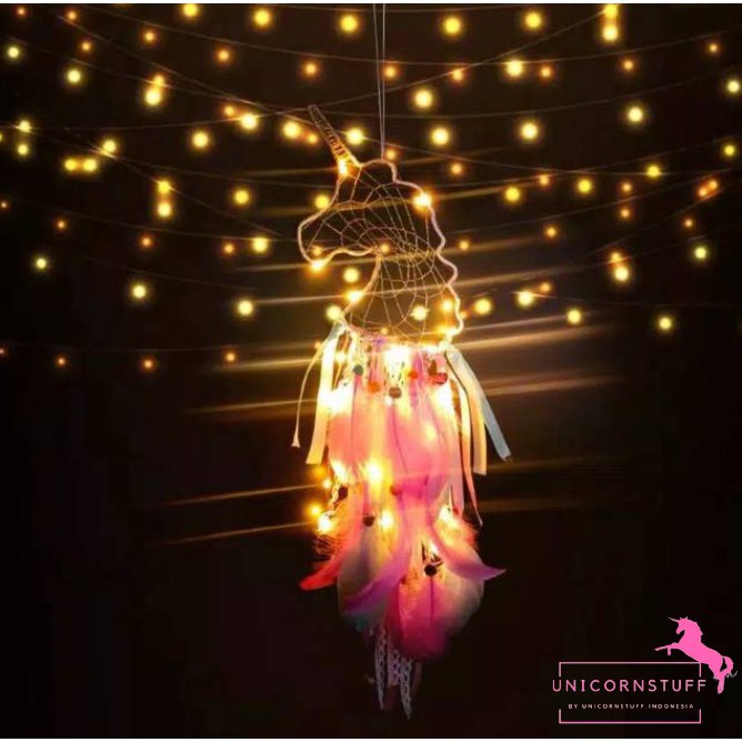 Dengan Remote Listrik Unicorn Dream Catcher Lampu Tidur Anak Gantungan Hiasan Kamar Cewek Kado