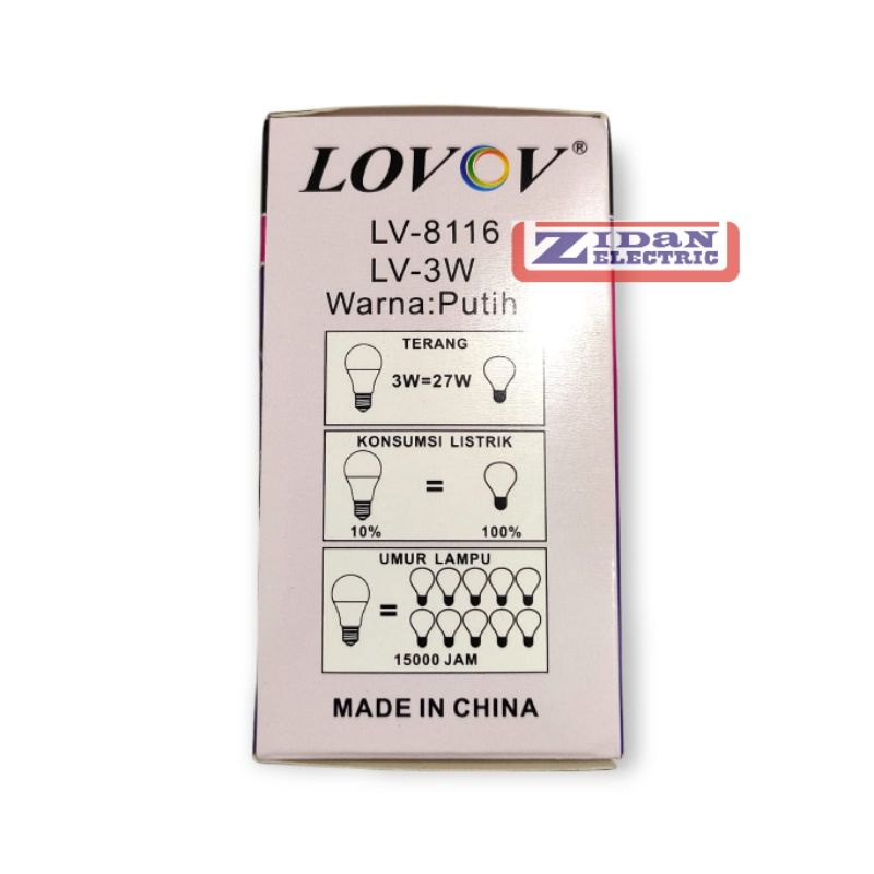 Lampu Led Bulb 3 Watt / Lampu Led Bulat 3W Lovov