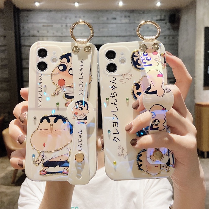 Wrist strap case iphone 12 pro max 12mini 11 pro max X/Xs max XR 7/8/se2020 7plus/8plus cartoon Crayon Shin-Chan all-inclusive soft case iphone anti-drop