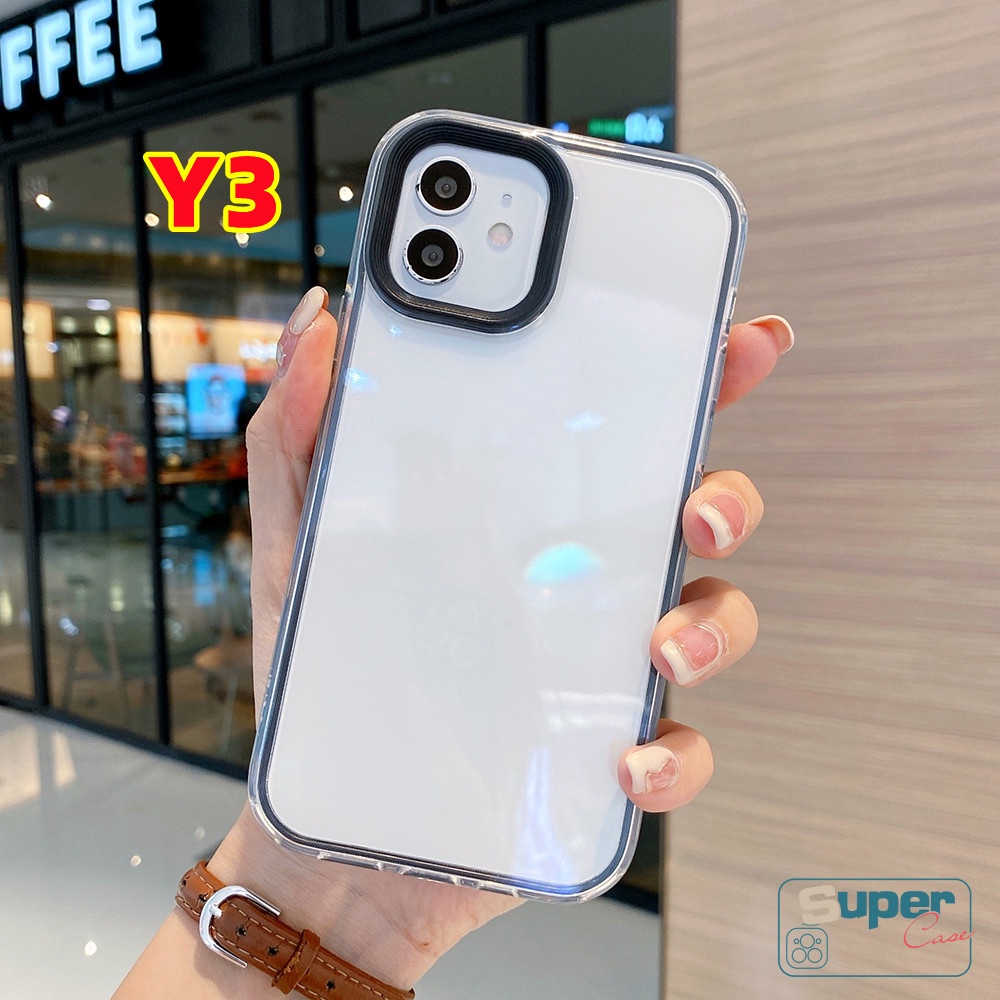 IPHONE Casing Ponsel 3in1 Lembut Warna Permen Bening Kompatibel Untuk Iphone11 14 12 13 Pro Max 7Plus 8Plus 7 8 XR XS Max X SE 2020 Transparan Shockproof Penutup Belakang Silikon