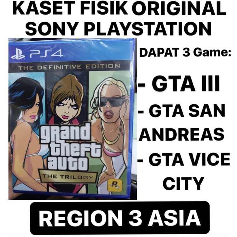 Kaset GTA Trilogy Ps4 Ps5 Region 3 Asia - Grand Theft Auto: The Trilogy – The Definitive Edition GTA