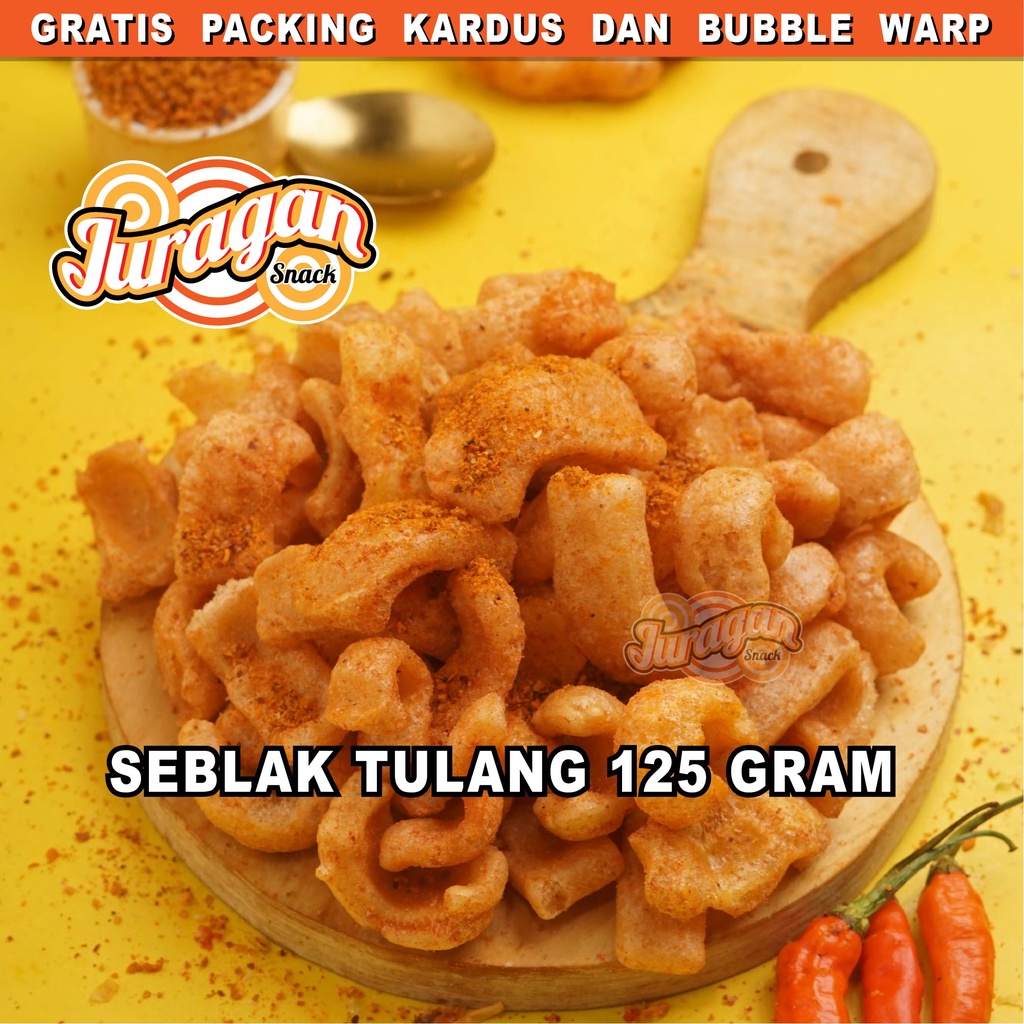 KERUPUK SEBLAK TULANG PEDAS 125 gram snack kiloan makanan ringan jajanan cemilan camilan pedas asin gurih murah